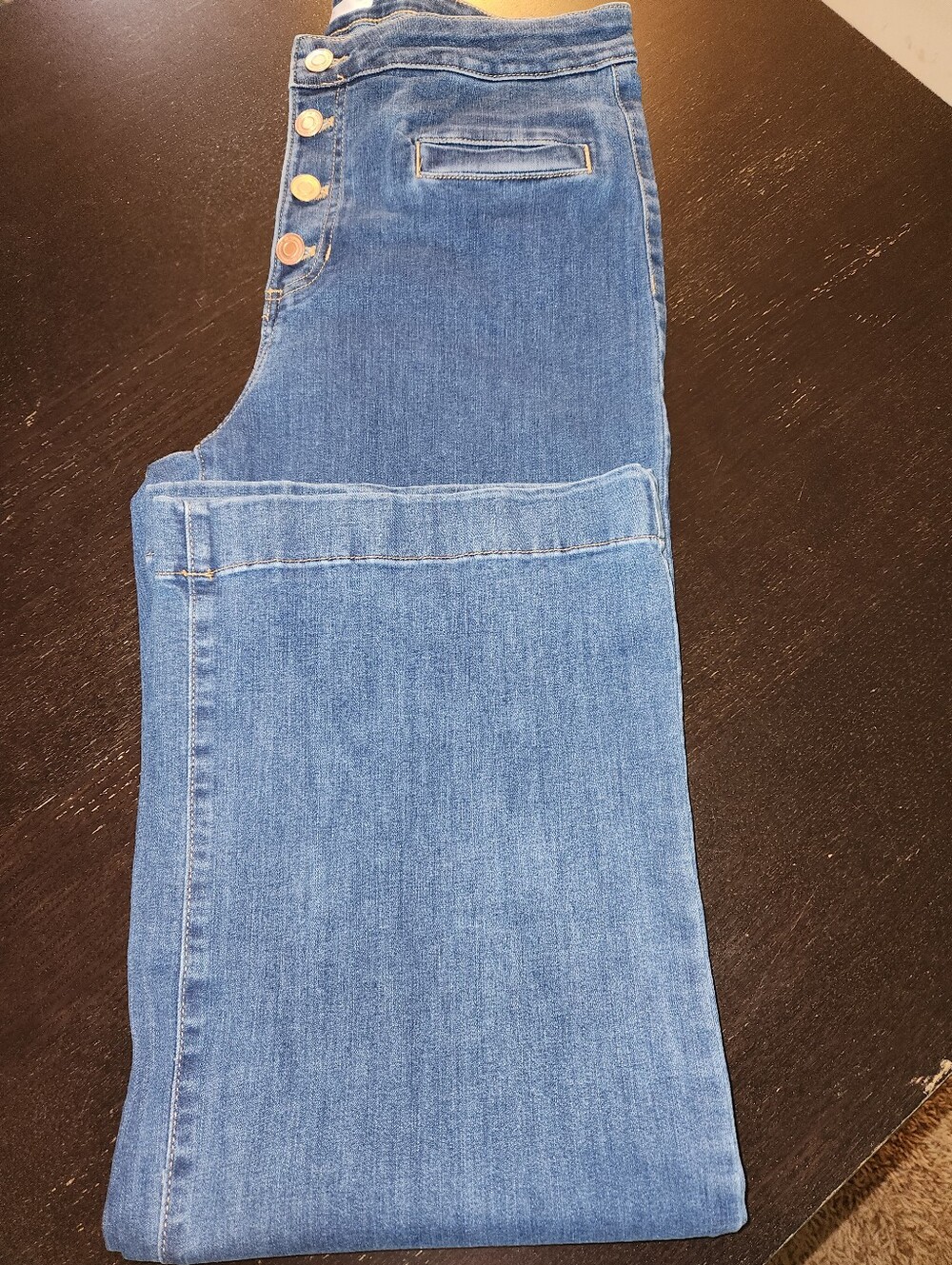 LC Lauren Conrad Indigo High-Rise,wideleg Button-Front Jeans - Picture 3 of 7